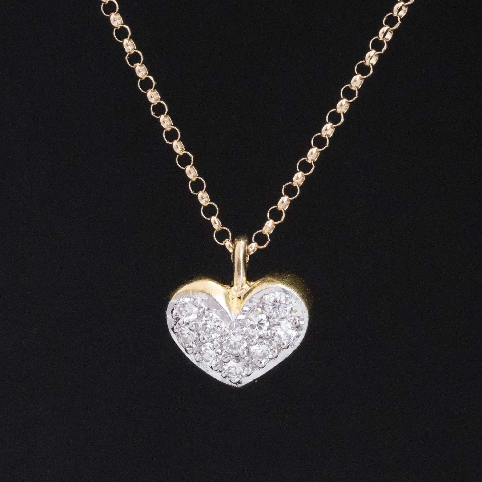 Vintage Diamond Heart Cluster Necklace