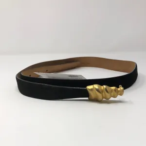 Vintage: Donna Karan Black Suede Size Large Belt with Gold Closure