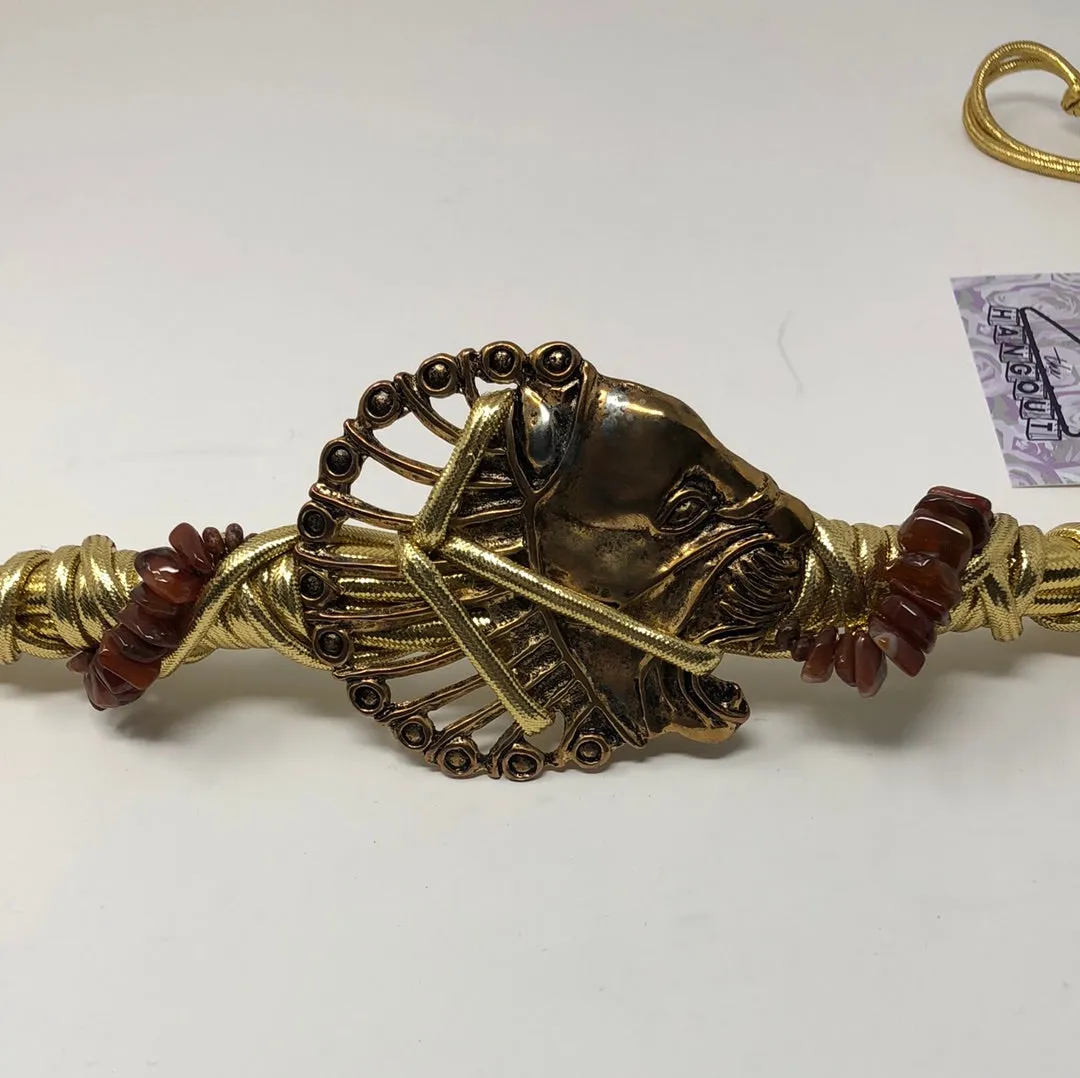 Vintage: Gold and Red Beaded Lion Belt