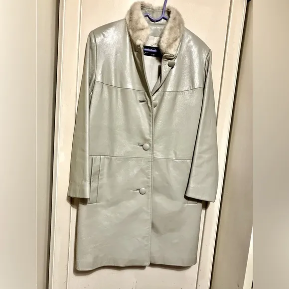 VINTAGE GOLET ORIGINAL GRAY LEATHER COAT WOMENS 12