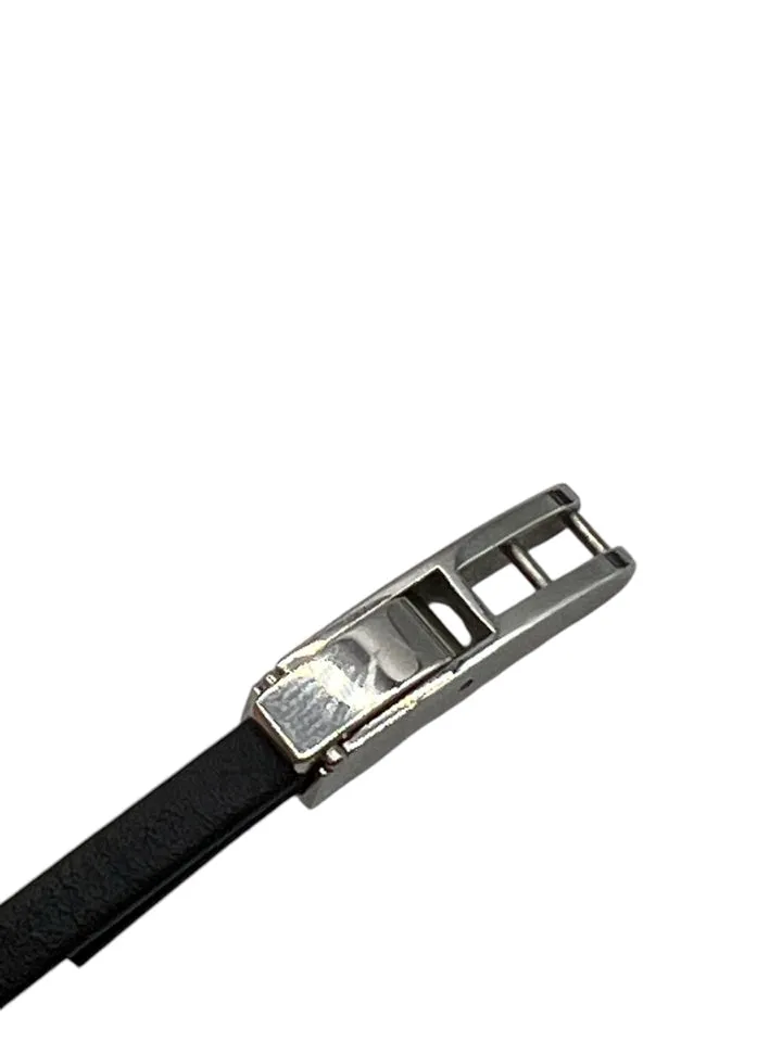 Vintage Gucci Stainless Steel and Black Leather Wrap Around Watch