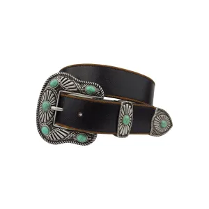 Vintage Leather belt with Western Buckle Set