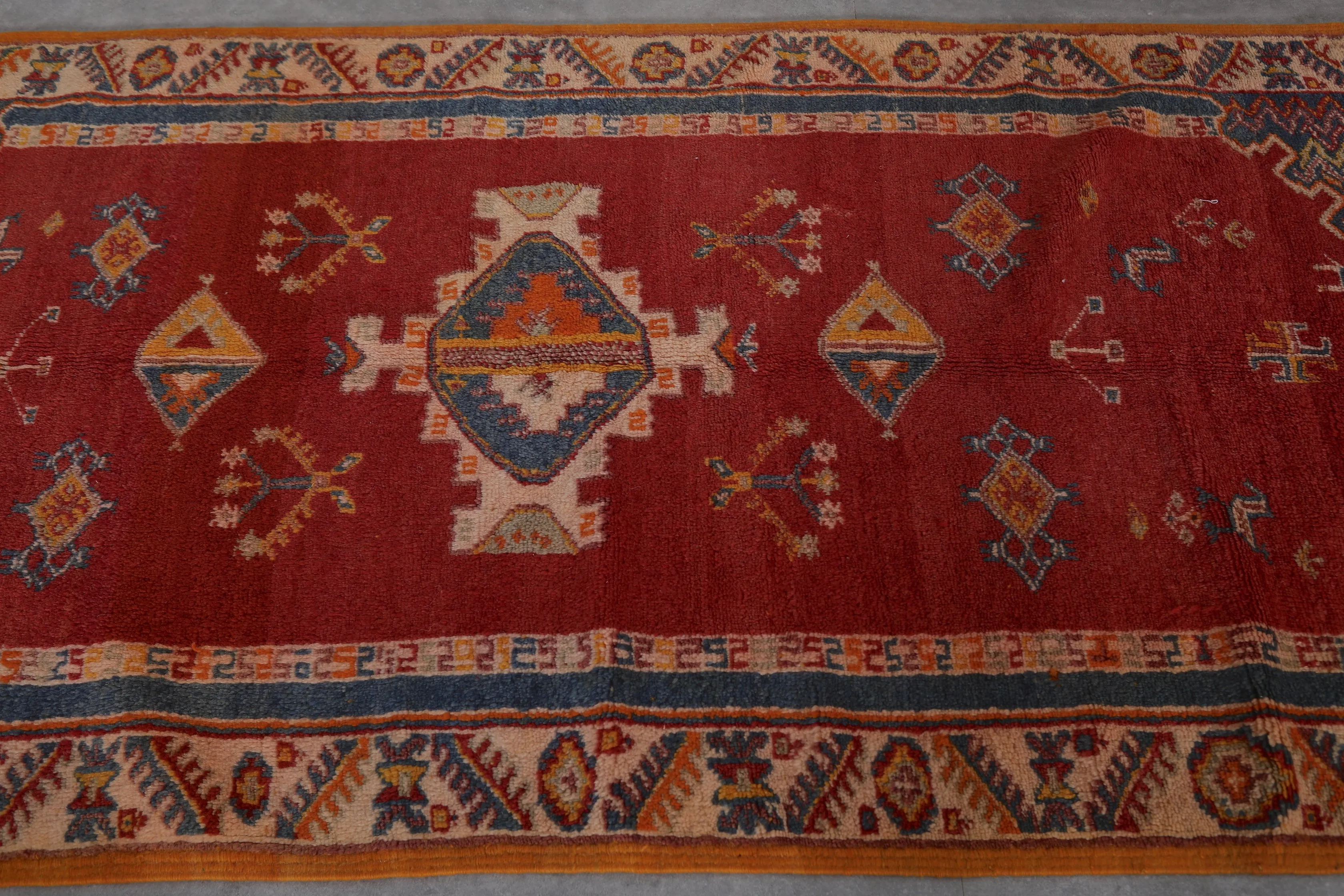 Vintage Moroccan Rug 3.4 x 6.4 FT - Red Handwoven Elegance