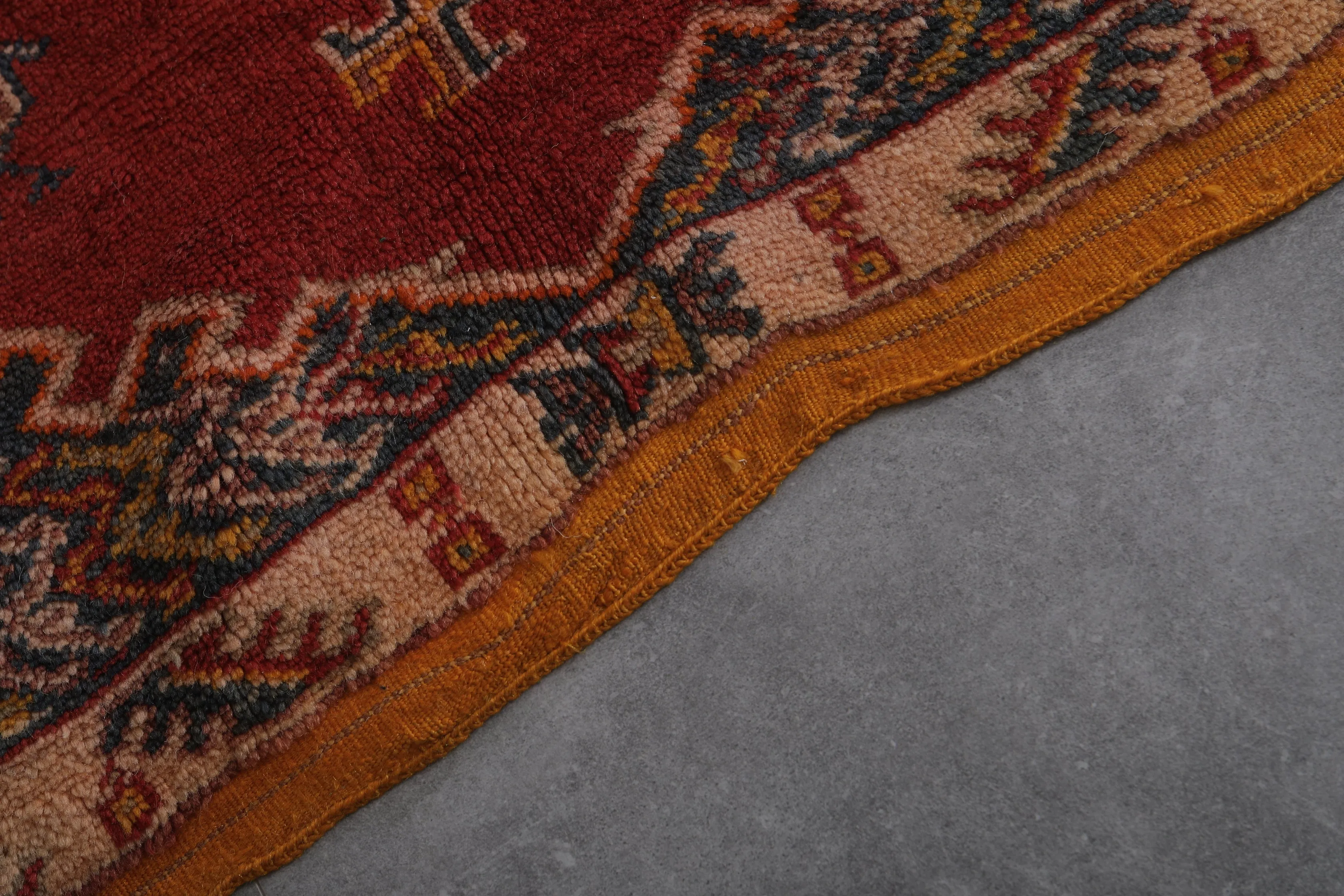 Vintage Moroccan Rug 3.4 x 6.4 FT - Red Handwoven Elegance