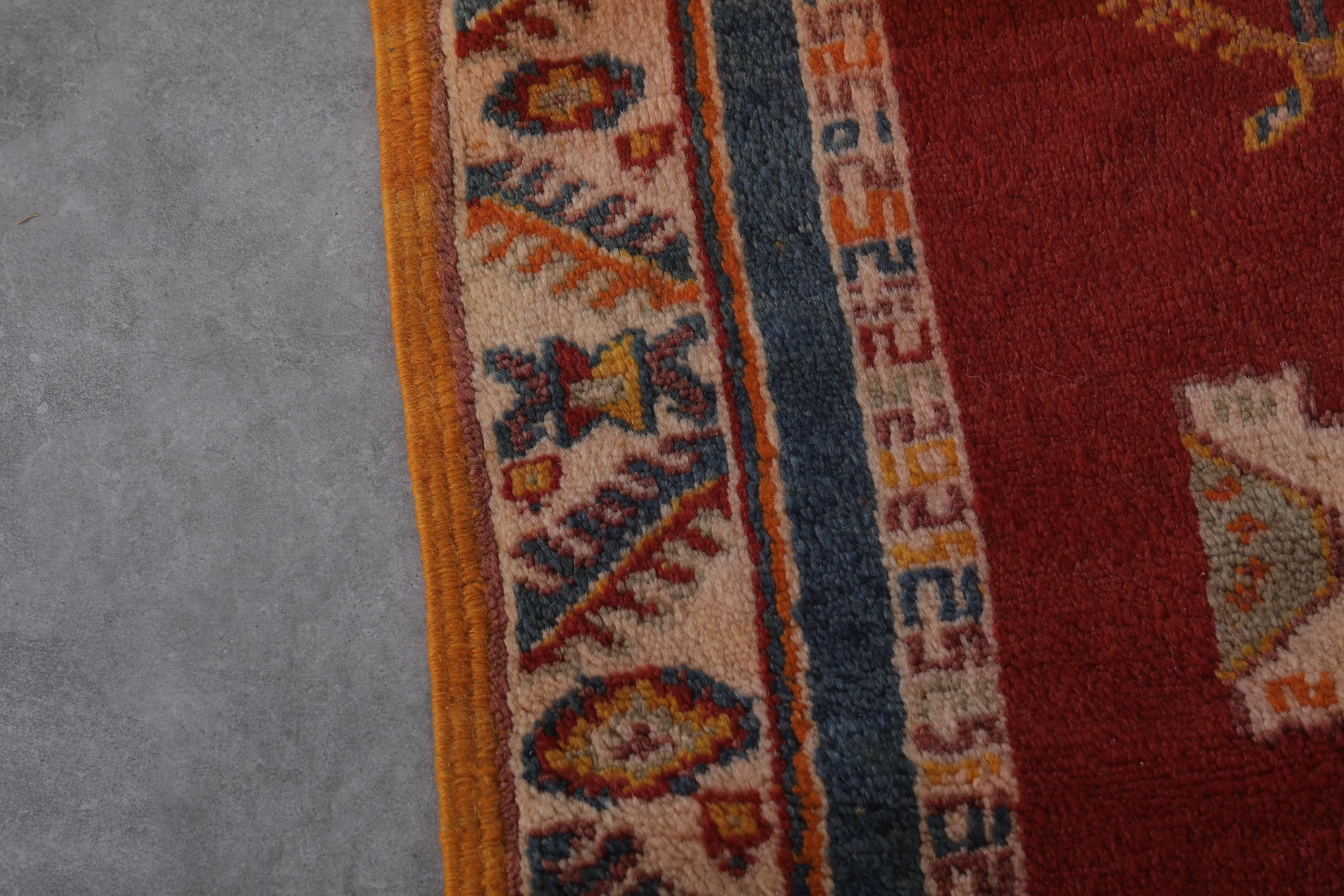 Vintage Moroccan Rug 3.4 x 6.4 FT - Red Handwoven Elegance