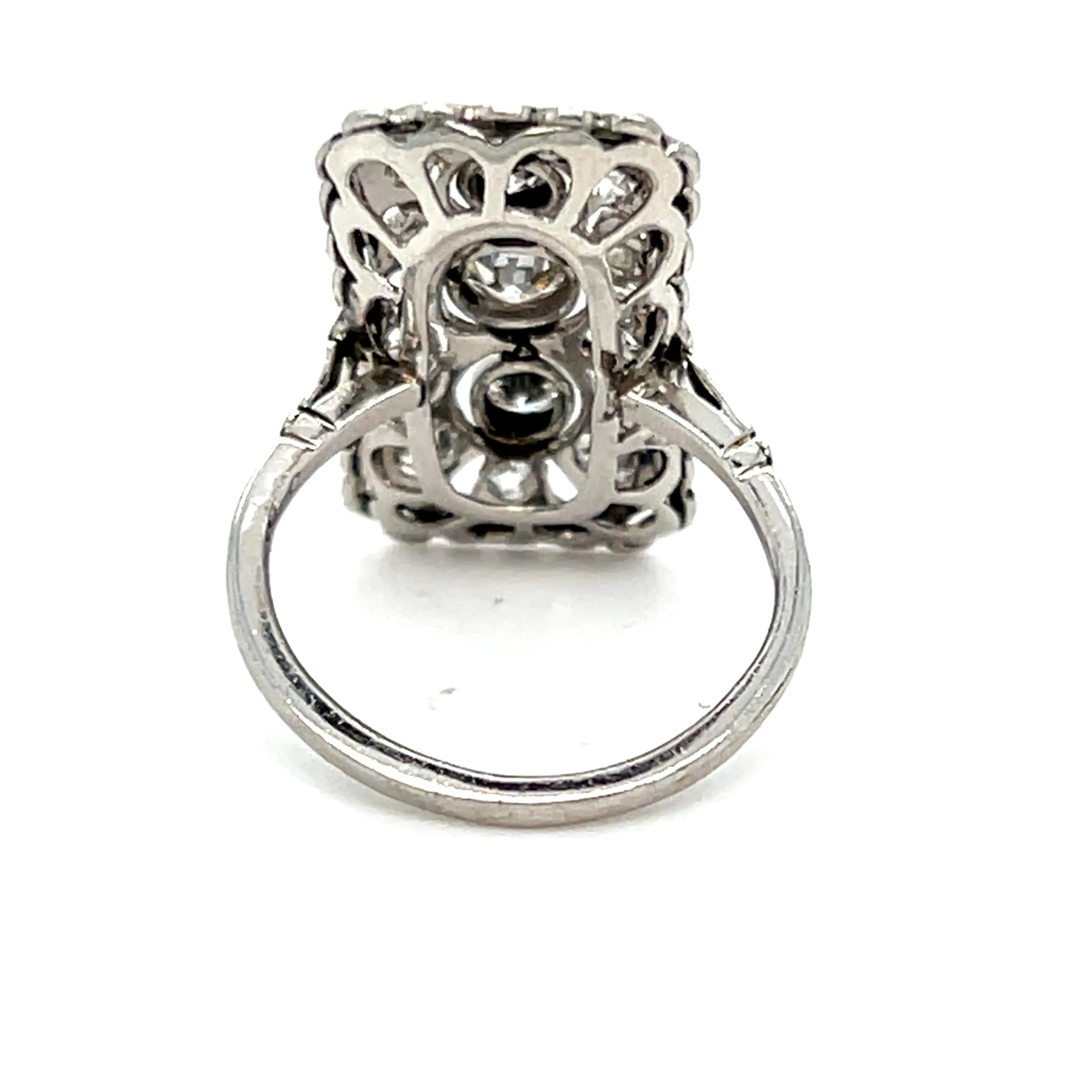 Vintage Open Work Platinum Diamond Cluster Engagement Ring - 1.23ct.