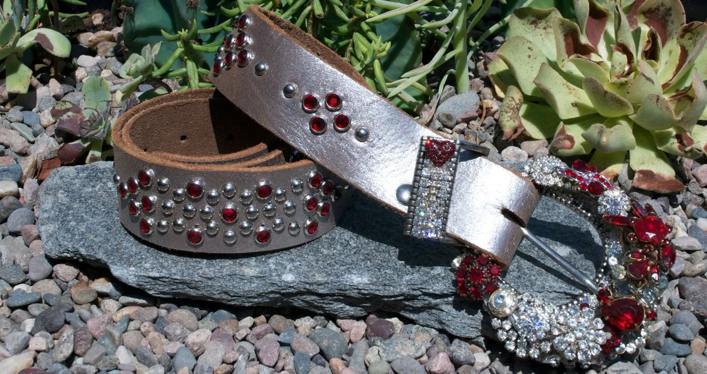 Vintage Ruby Red Buckle & Belt - Small
