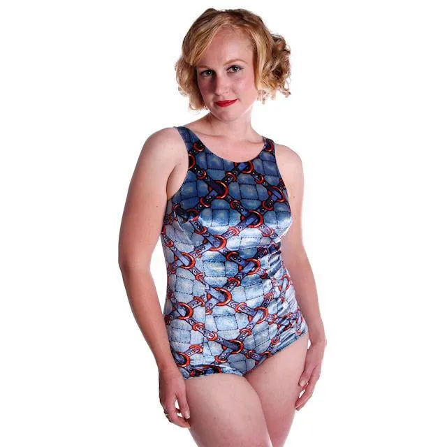 Vintage Swimsuit Velveteen  1 Pc Rose Marie Reid 1960's Size M