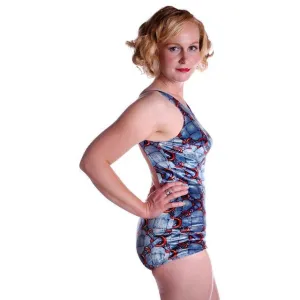 Vintage Swimsuit Velveteen  1 Pc Rose Marie Reid 1960's Size M
