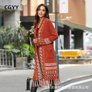 Vintage Tassel Long Sleeves Bohemian Knitting Sweaters