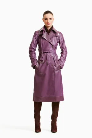 Vintage Violet Leather and Patent Trench Coat
