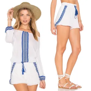 VITAMIN A x REVOLVE Capri Embroidered Shorts in Trade Winds White