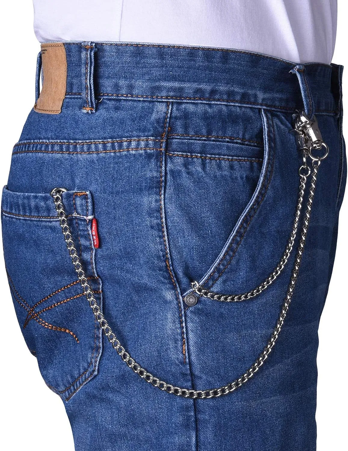 Wallet Chain 2 Pack (8 and 16 Inch) Pocket Keychain with 2 Rings