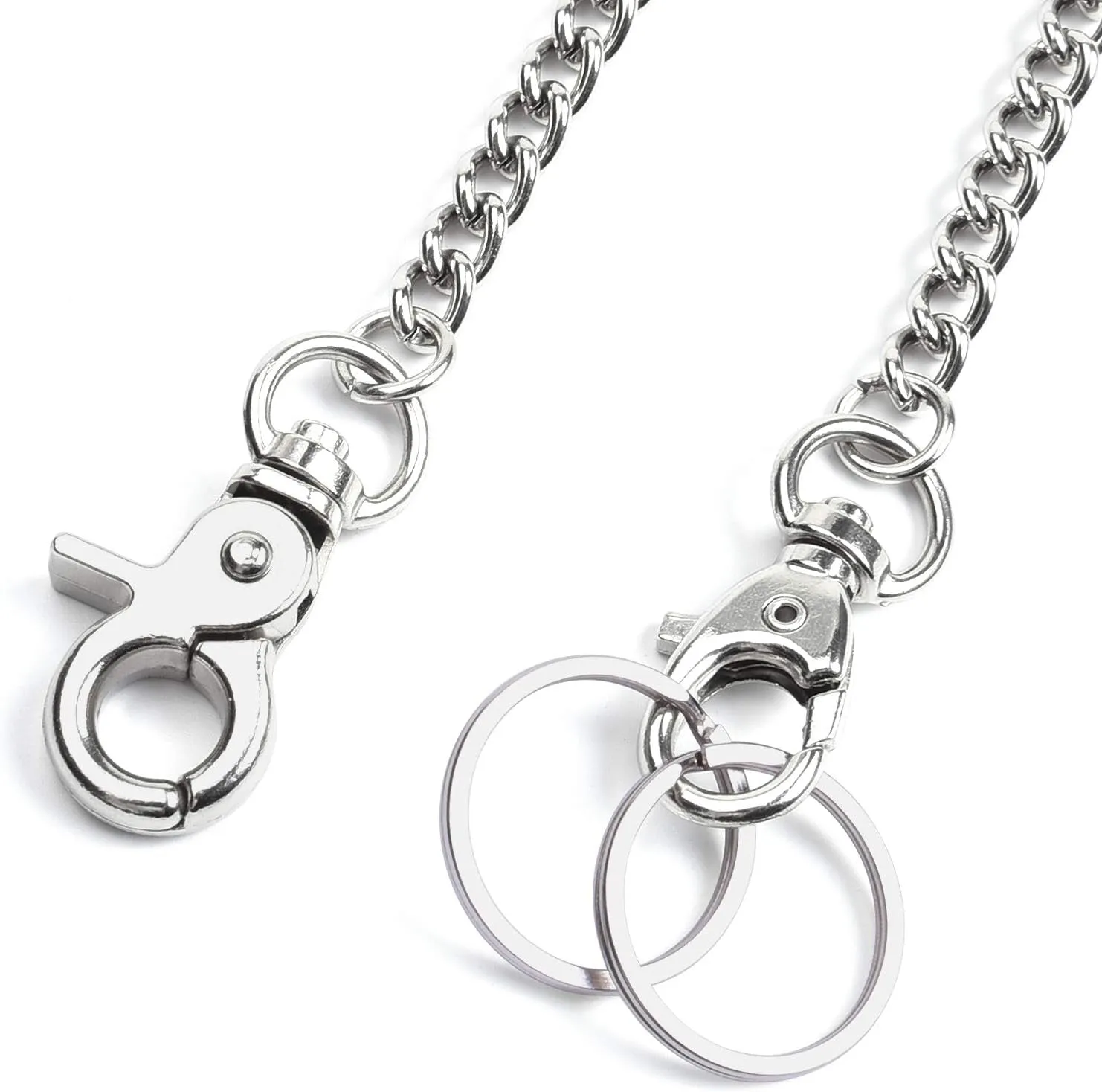 Wallet Chain 2 Pack (8 and 16 Inch) Pocket Keychain with 2 Rings