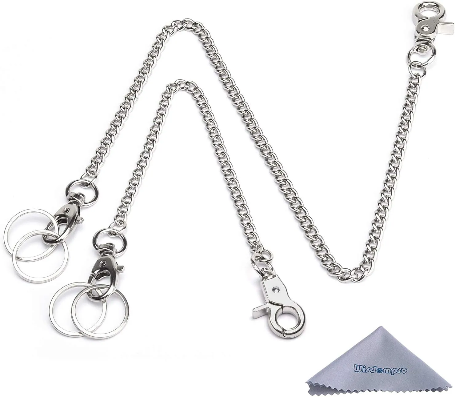 Wallet Chain 2 Pack (8 and 16 Inch) Pocket Keychain with 2 Rings