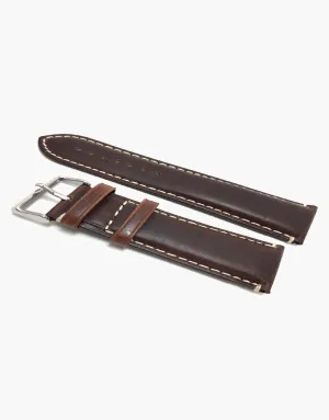 Watch Band Brown Oil Tanned Padded Leather White Stitching-Hadley-Roma MS885
