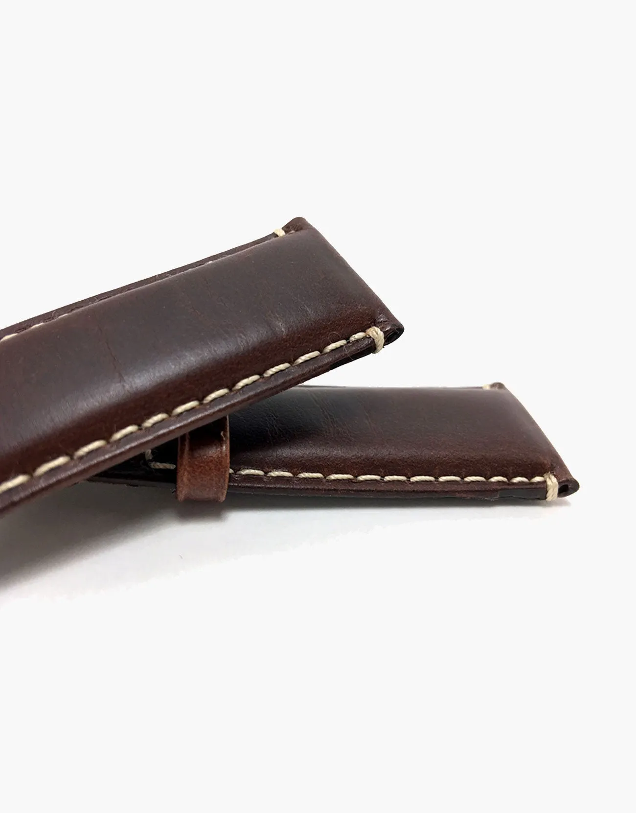 Watch Band Brown Oil Tanned Padded Leather White Stitching-Hadley-Roma MS885