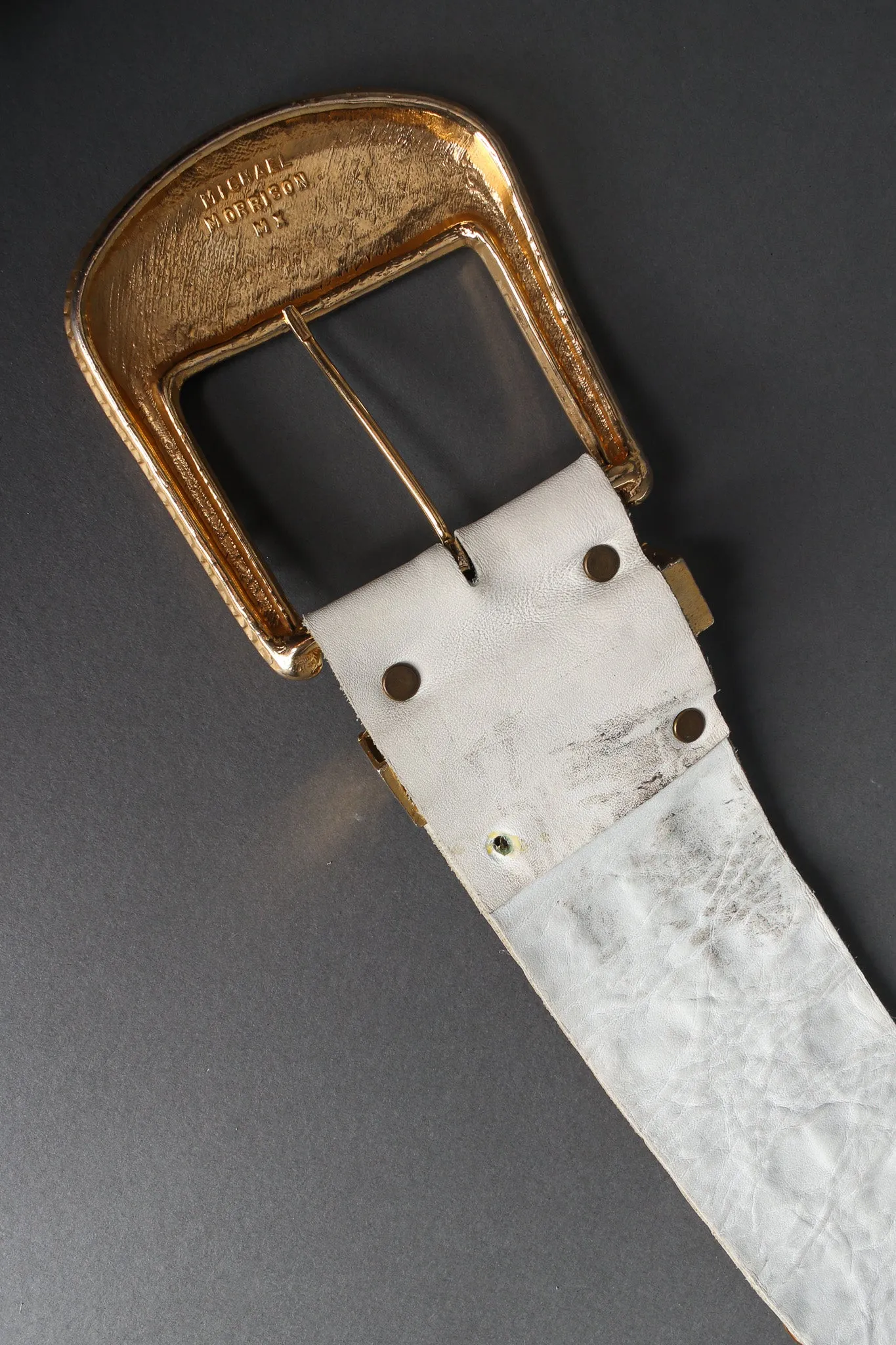 Wide Gold Studded Leather Belt