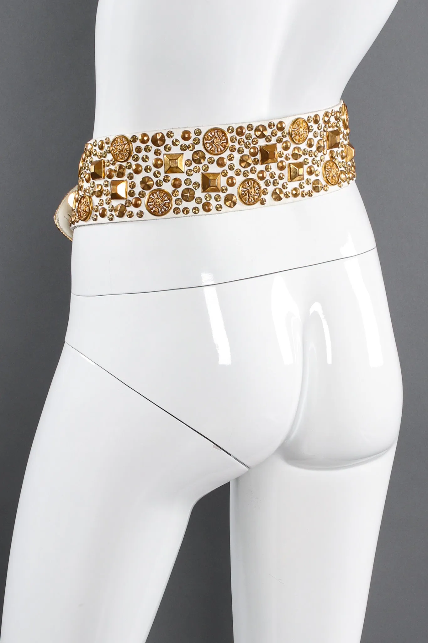 Wide Gold Studded Leather Belt
