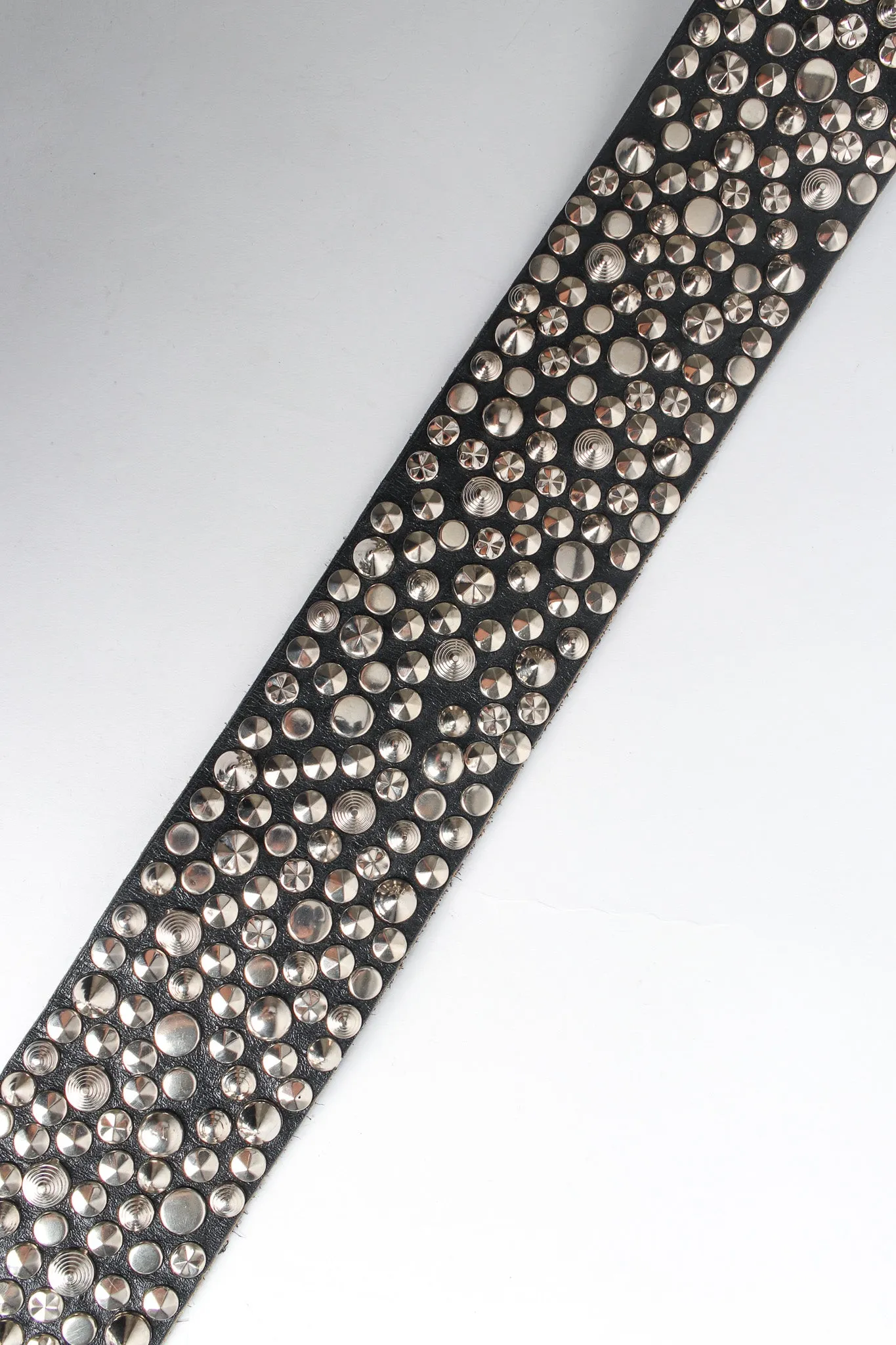 Wide Silver Studded Leather Belt