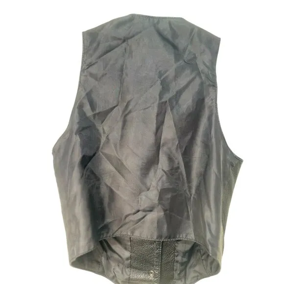 Wilson Leather Vest Womens Medium Button down Biker Moto Goth 90s Vintage Retro