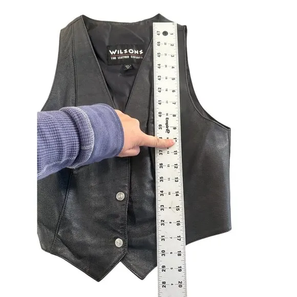 Wilson Leather Vest Womens Medium Button down Biker Moto Goth 90s Vintage Retro