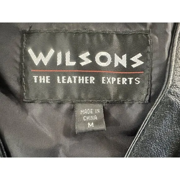 Wilson Leather Vest Womens Medium Button down Biker Moto Goth 90s Vintage Retro