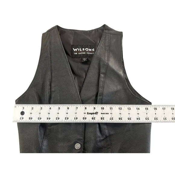 Wilson Leather Vest Womens Medium Button down Biker Moto Goth 90s Vintage Retro