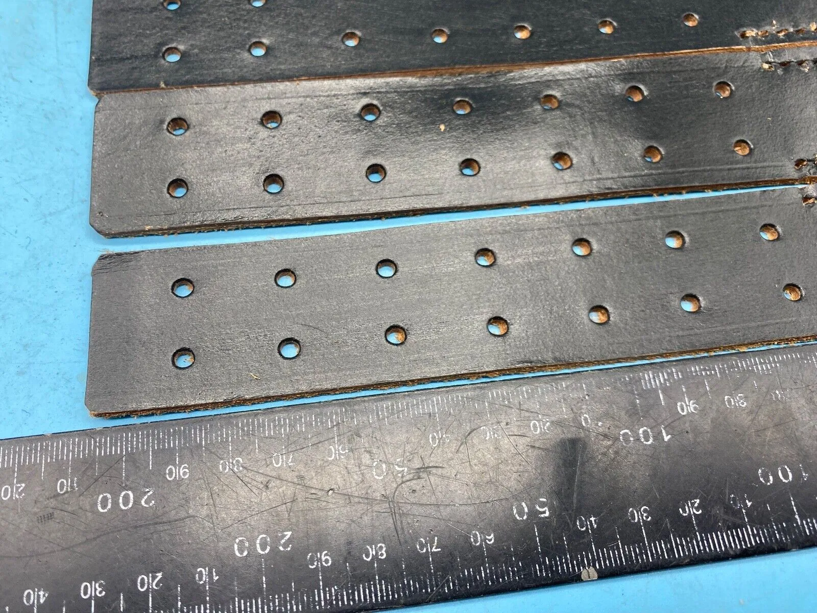 WW2 German Army belt leather fastening strip. Black Leather Reproduction