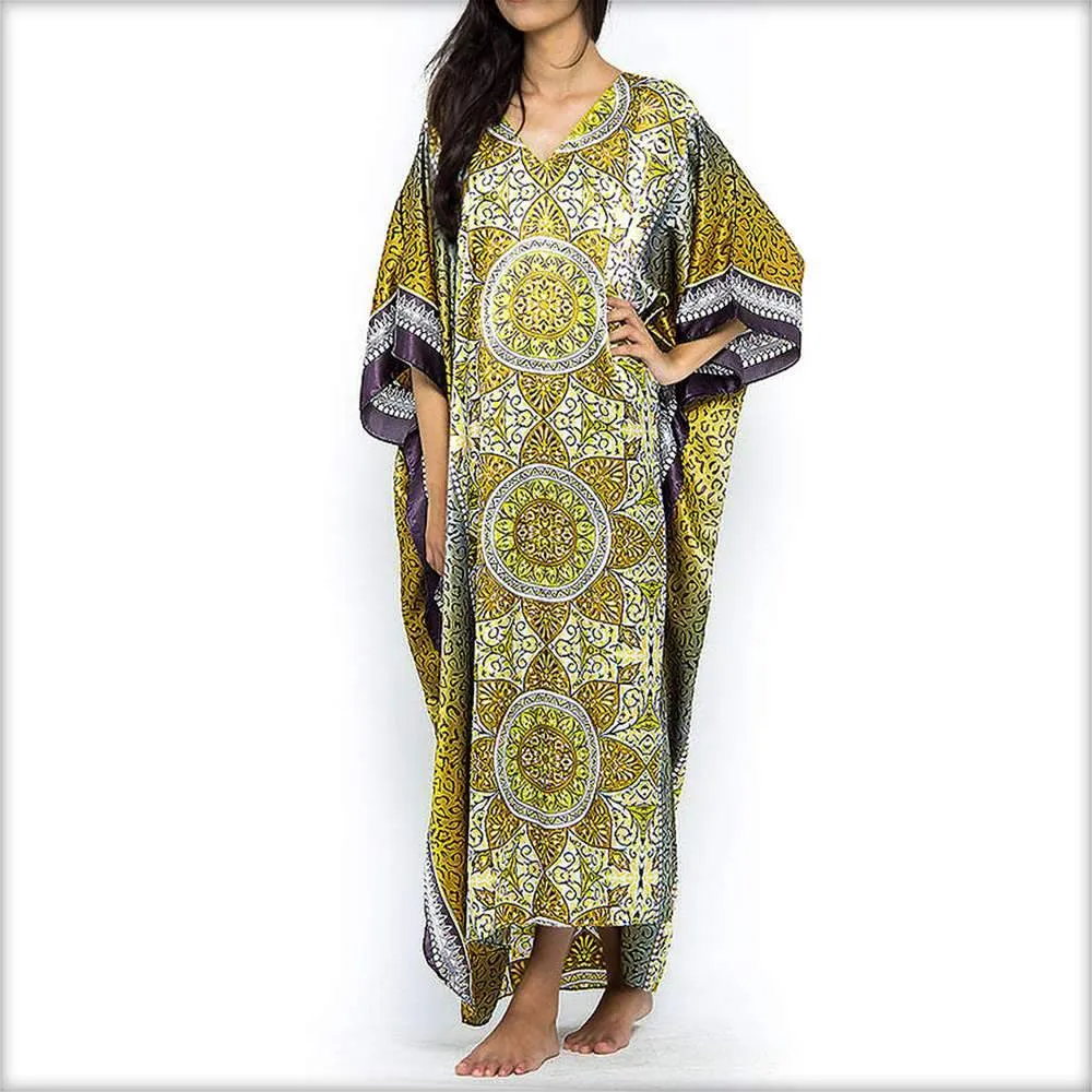 Yellow Printed Long Caftan