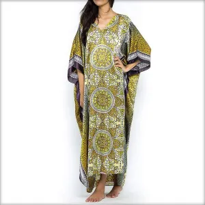 Yellow Printed Long Caftan