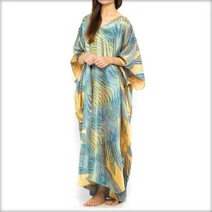 Yellow Printed Long Kaftan